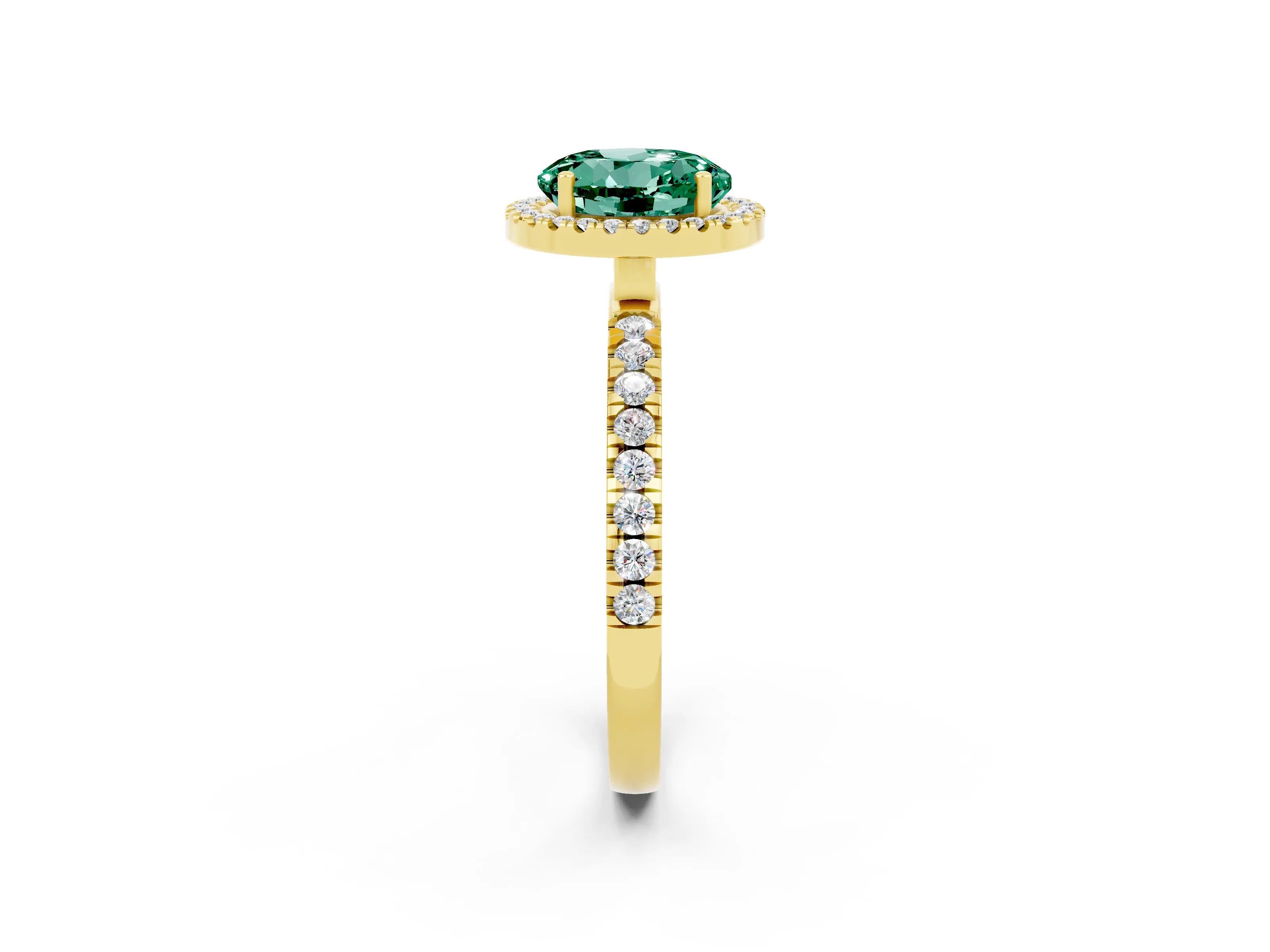 Yellow gold Round Cut Halo Diamond Pave Band with Prong Setting_2