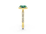 Yellow gold Round Cut Halo Diamond Pave Band with Prong Setting_2