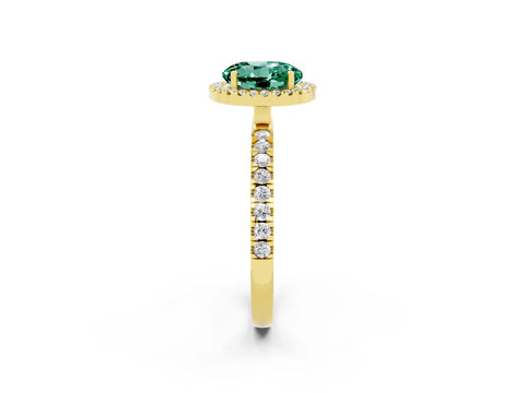Yellow gold Round Cut Halo Diamond Pave Band with Prong Setting_2