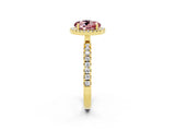 Yellow gold Round Cut Halo Diamond Pave Band with Prong Setting_2