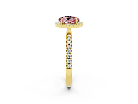 Yellow gold Round Cut Halo Diamond Pave Band with Prong Setting_2