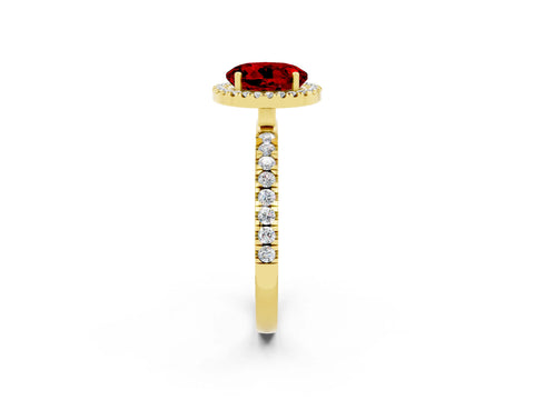 Yellow gold Round Cut Halo Diamond Pave Band with Prong Setting_2