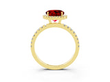Yellow gold Round Cut Halo Diamond Pave Band with Prong Setting_3