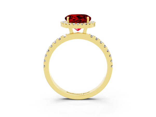 Yellow gold Round Cut Halo Diamond Pave Band with Prong Setting