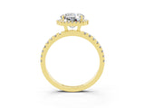 Yellow gold Round Cut Halo Diamond Pave Band with Prong Setting_3