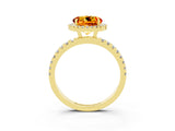 Yellow gold Round Cut Halo Diamond Pave Band with Prong Setting_3