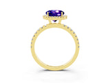 Yellow gold Round Cut Halo Diamond Pave Band with Prong Setting_3