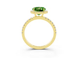 Yellow gold Round Cut Halo Diamond Pave Band with Prong Setting_3