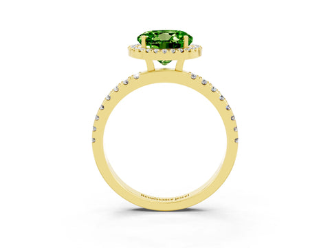 Yellow gold Round Cut Halo Diamond Pave Band with Prong Setting_3