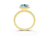 Yellow gold Round Cut Halo Diamond Pave Band with Prong Setting_3