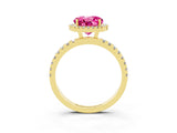 Yellow gold Round Cut Halo Diamond Pave Band with Prong Setting_3