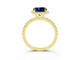 Yellow gold Round Cut Halo Diamond Pave Band with Prong Setting_3