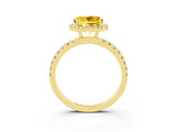 Yellow gold Round Cut Halo Diamond Pave Band with Prong Setting_3