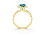 Yellow gold Round Cut Halo Diamond Pave Band with Prong Setting_3