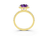 Yellow gold Round Cut Halo Diamond Pave Band with Prong Setting_3