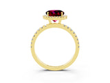 Yellow gold Round Cut Halo Diamond Pave Band with Prong Setting_3