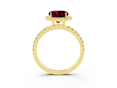 Yellow gold Round Cut Halo Diamond Pave Band with Prong Setting_3