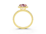 Yellow gold Round Cut Halo Diamond Pave Band with Prong Setting_3
