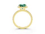 Yellow gold Round Cut Halo Diamond Pave Band with Prong Setting_3