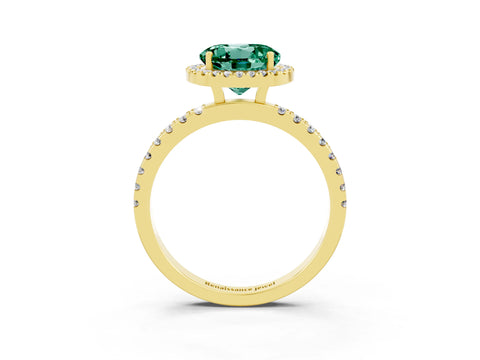 Yellow gold Round Cut Halo Diamond Pave Band with Prong Setting_3