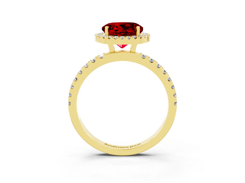 Yellow gold Round Cut Halo Diamond Pave Band with Prong Setting_3