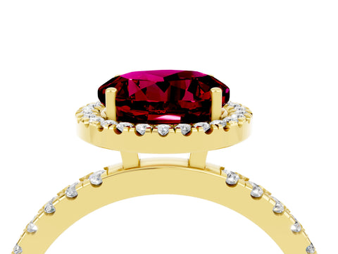 Yellow gold Round Cut Halo Diamond Pave Band with Prong Setting_4