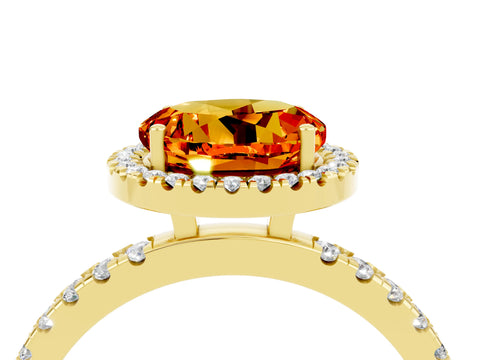 Yellow gold Round Cut Halo Diamond Pave Band with Prong Setting_4