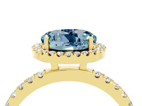 Yellow gold Round Cut Halo Diamond Pave Band with Prong Setting_4
