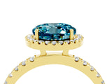 Yellow gold Round Cut Halo Diamond Pave Band with Prong Setting_4