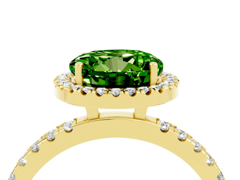 Yellow gold Round Cut Halo Diamond Pave Band with Prong Setting_4