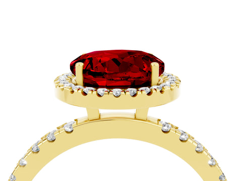 Yellow gold Round Cut Halo Diamond Pave Band with Prong Setting_4
