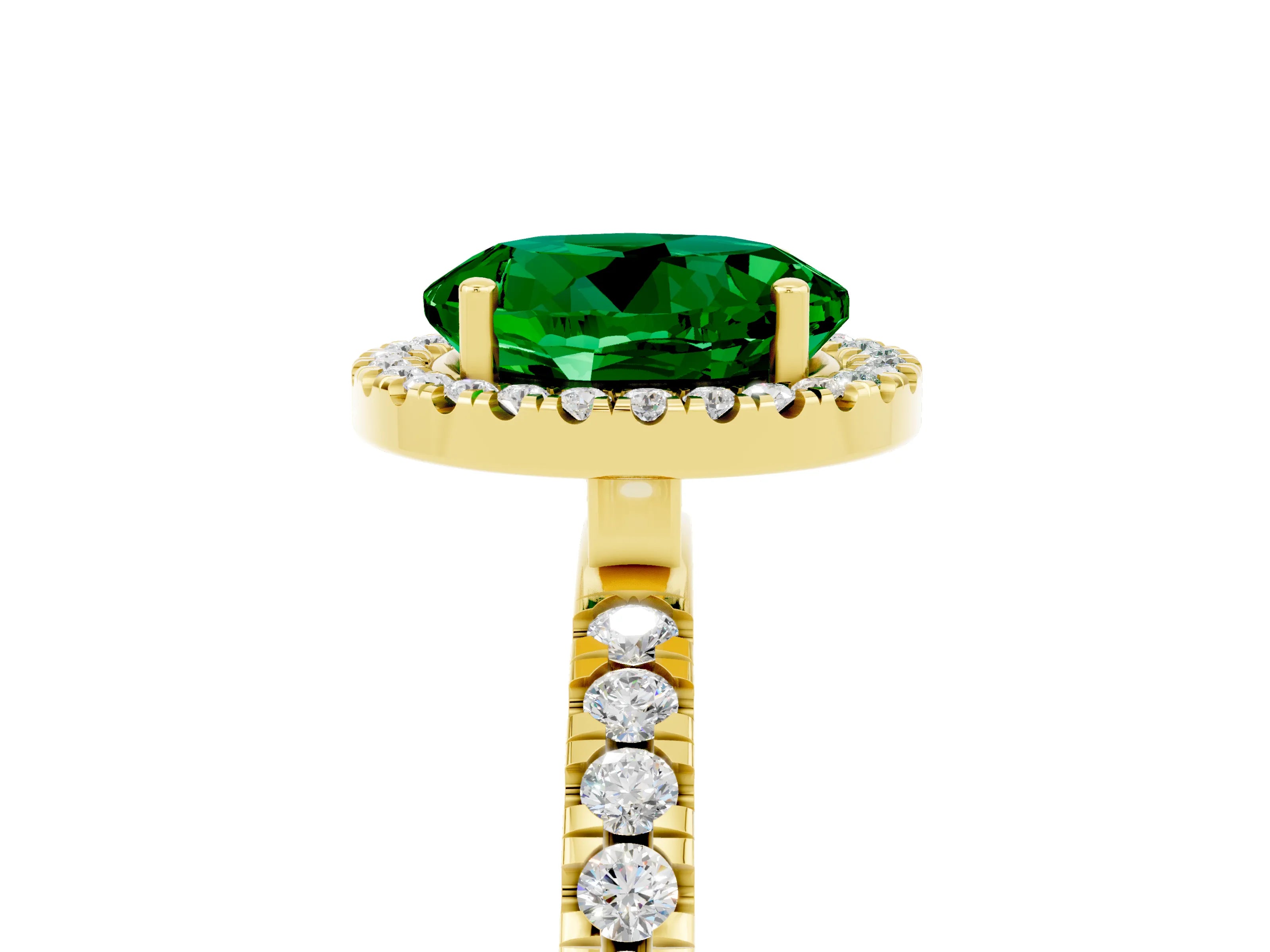 Yellow gold Round Cut Halo Diamond Pave Band with Prong Setting_5