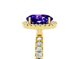 Yellow gold Round Cut Halo Diamond Pave Band with Prong Setting_5