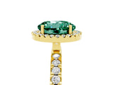 Yellow gold Round Cut Halo Diamond Pave Band with Prong Setting_5