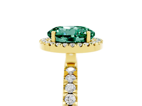 Yellow gold Round Cut Halo Diamond Pave Band with Prong Setting_5