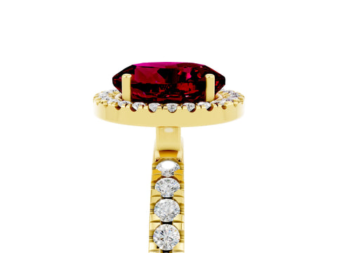 Yellow gold Round Cut Halo Diamond Pave Band with Prong Setting_5