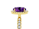 Yellow gold Round Cut Halo Diamond Pave Band with Prong Setting_5