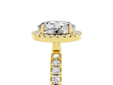 Yellow gold Round Cut Halo Diamond Pave Band with Prong Setting_5