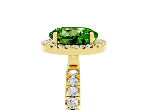 Yellow gold Round Cut Halo Diamond Pave Band with Prong Setting_5