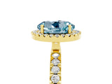Yellow gold Round Cut Halo Diamond Pave Band with Prong Setting_5