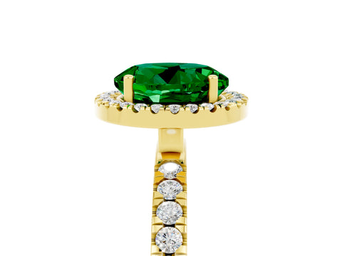 Yellow gold Round Cut Halo Diamond Pave Band with Prong Setting_5