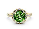 Yellow gold Round Cut Halo Diamond Pave Band with Prong Setting