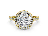 Yellow gold Round Cut Halo Diamond Pave Band with Prong Setting_8