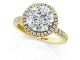 Yellow gold Round Cut Halo Diamond Pave Band with Prong Setting_9