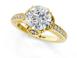 Yellow gold Round Cut Halo Diamond Ring with Channel Set Band and Four-Prong Setting_52