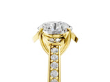 Yellow gold Round Cut Halo Diamond Ring with Channel Set Band and Four-Prong Setting_56