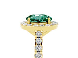 Yellow gold Round Cut Halo Diamond Ring with Pavé Band and Three-Prong Setting_5