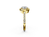 Yellow gold Round Cut Halo Diamond Ring with Pave Band and Four-Prong Setting_43