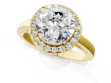 Yellow gold Round Cut Halo Diamond Ring with Solitaire Band and Prong Setting_14