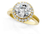 Yellow gold Round Cut Halo Diamond Ring with Solitaire Band and Prong Setting_16